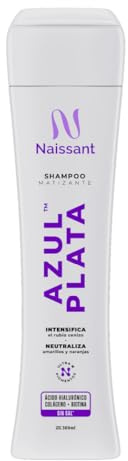 NAISSANT Champú Matizador AZUL PLATA | Pigmentos de ultra alta pureza|Neutraliza los tonos anaranjados y cobrizos|Ácido hialurónico, colágeno y biotina|Sin parabenos, amoníaco ni sulfatos|300ml