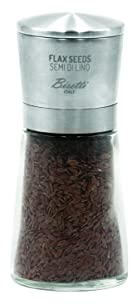 Bisetti Falx Seeds – Macinasemi Speciali con Tappo in Acciaio Inox, Made in Italy, Vetro e Metallo, Colore Argento/Trasparente, Altezza 14,5 cm