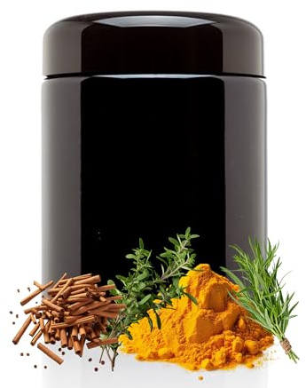 Nebula UV-Glasgefäß | Luftdicht, Geruchsdicht, Ultraviolette Aufbewahrungslösung, Vorratsglas | Schwarz, Kräuterschutz, Geruchsdichtes Gefäß, Kräutergläser, Geruchsdichte Wanne | 250ml