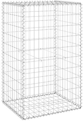 Festnight Gabbioni Metallici per Pietre, Fioriera da Esterno, Gabbione con Copertura, Gabbione Fioriera in Acciaio Zincato 60x50x100 cm