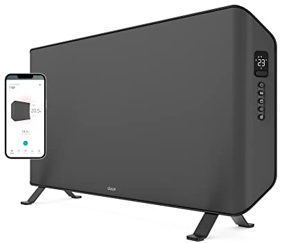 Duux Edge Smart Elektroheizung Energiesparend 2000w - Elektro Konvektor Heizung - Elektro Heizkörper Badezimmer - Heizlüfter mit Thermostat - Elektrische Heizgeräte für Räume bis zu 30m² - Grau