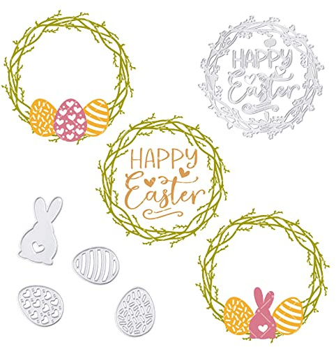 Bymivofun 5 pezzi Fustelle Pasquali, Fustelle Uova di Coniglio, Set di Stampini per Punzonatura Pasquali, per Scrapbooking, Carta Fotografica, Carte, Goffratura Artigianale, Produzione fai-da-te