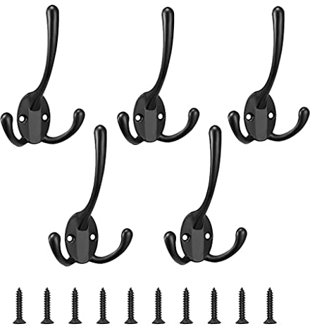 NBFBA Kleiderhaken, 5 Stücke Metall Vintage Garderobenhaken Wandhaken, Wand Kleiderhaken mit 10 Schrauben für Badezimmern Schlafzimmern Küche wände und -türen