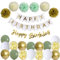 Buon Compleanno Oro Bianca Happy Birthday Banner Striscione Buon Compleanno Oro Bianca Verde Festone Pompon Palloncini
