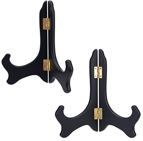 GORGECRAFT 2 confezioni Espositore In Legno Cavalletti Neri Portapiatti per La Visualizzazione di Foto Libri Fotografici Matrimoni Decorazione Della Tavola di Compleanno Rack 7 pollici