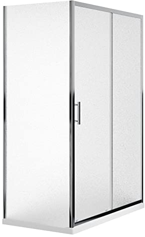 Box Doccia Angolare 70x140cm Apertura Scorrevole da 140cm Parete Fissa da 70cm Vetro Temperato Opaco 6mm Antinfortunistico Trattamento Anticalcare Maniglia Acciaio Inox Altezza 190cm Tenerife