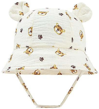 LIUPUUDLY Chapeau de Soleil Bébé Enfant Coton Bonnet d’été Protection Anti-UV Chapeaux de Seau Chapeau de Plage (FR/ES, Alpha/Lettres, Taille Unique, J)