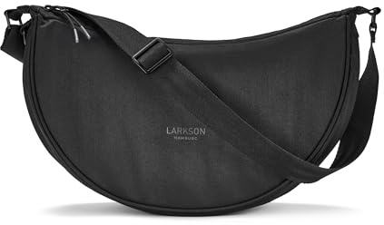 LARKSON Borsa a Tracolla Donna Nero - Solveig Medium - Borsetta Mezzaluna - Borse a Spalla Piccola Elegante e Casual - Regolabile Marsupio alla Moda - Impermeabile
