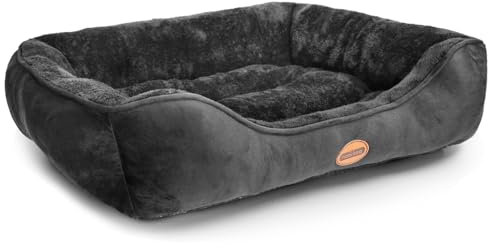 Nobleza Hundebett Mittelgroße Hunde, Hundekorb Rutschfestes, Superweicher Faserfüllung, Hundebett Waschbar für Kleine und Mittelgroße Hunde und Katzen, Schwarz, 77x67cm