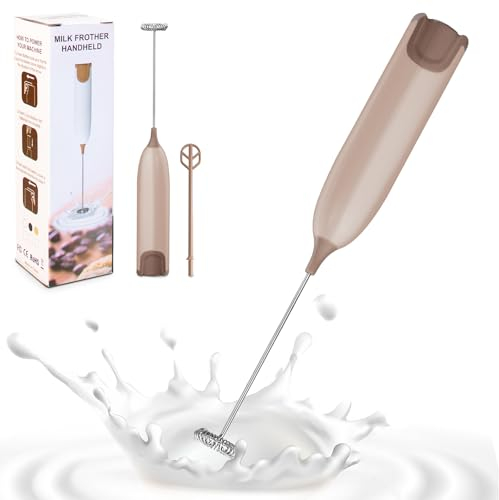 Milchaufschäumer Elektrisch,Handheld Milchaufschäumer Stab aus Edelstahl,Milchaufschäume mit Abnehmbarer Schneebesen,Einfacher Handhabung,Milk Frother für Kaffee, Cappuccino, Eier, Matcha
