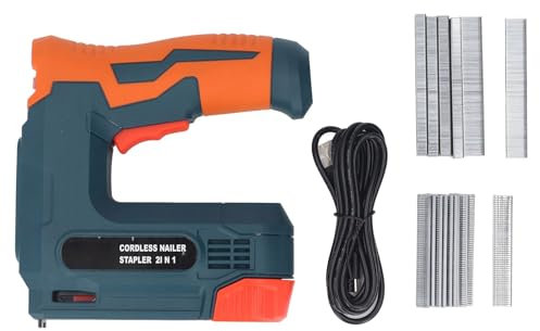 2000mAh Lithium Ion Battery Electric Staple Gun 1000 Staple Cordless Nail Gun, 3 Safety Switches for Woodworking, Craft Projects, USB Charging Port