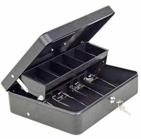 Scatola porta soldi per registratori di cassa, Cassetto portadenaro con inserto for denaro, cassetta portadenaro in acciaio di medie dimensioni con serratura, cassetta portadenaro di medie dimensioni,