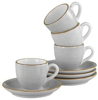 Creatable, 34035, Vintage Nature Stone Series, 8-Piece Crockery Set for 4 People, Espresso Set Made of Porcelain, Dishwasher and Microwave Safe, Made in Europe