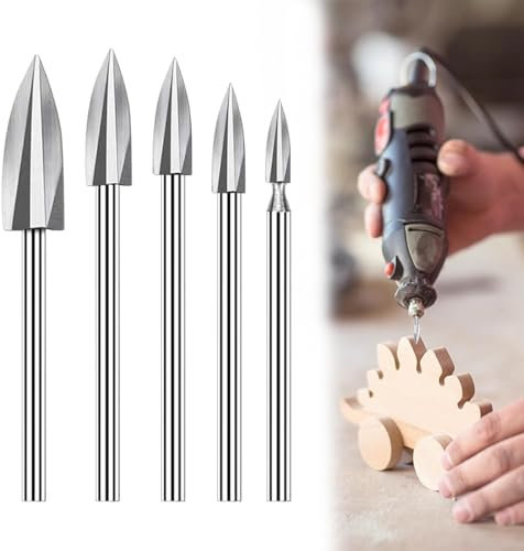 5 Stück Holzschnitzwerkzeuge,Gravierwerkzeug, Bohrerzubehör für Rotationswerkzeuge, 1/8“ Schaft, universelle Passform für Rotationswerkzeuge