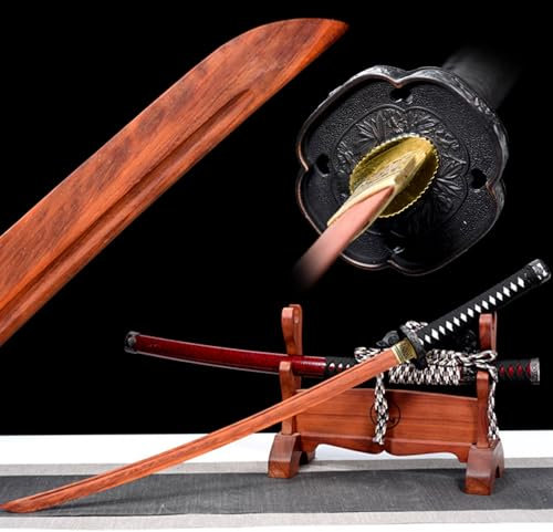 HJHUUA tachi en Bois,bokken Fait à la Main,épée de samouraï en Acajou Naturel,épée d'entraînement en Bois Katana pour la Pratique du Kendo,Cosplay,Accessoires,décoration,cadeaux-104 cm