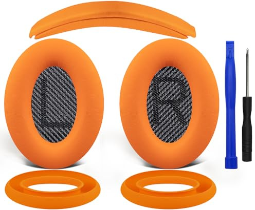 SOULWIT Ersatz Ohrpolster Polster + Kopfband Stirnband Headband+ Silikon Ohrpolster Schutz Abdeckung Abdeckungen, Ersatz Zubehör Kit für Bose QuietComfort 35 QC35, QC35 ii Over-Ear-Kopfhörer