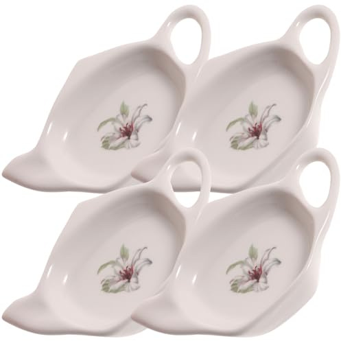 Ciieeo 4 pezzi Piatti Portabustine Tè in Ceramica Forma di Teiera Organizer Riutilizzabile per Cucina Supporto Elegante per Bustine Tè Accessorio Pratico e Decorativo