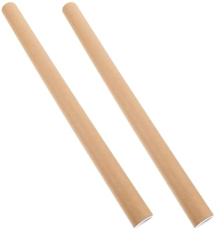 SHINEOFI 2pcs Kraft Paperboard Tubes with Caps for Posters and Fishing Rods, Sturdy Cardboard Shipping Tubes with Tear-resistant Design, for Mailing and Storage in Schools and Offices