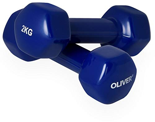 Oliver Vinyl Kurzhanteln Set 2 x 1,5 kg Rot – Gusseisen Hanteln mit Griffigem Vinylüberzug für Fitness, Aerobic, Krafttraining und Gymnastik
