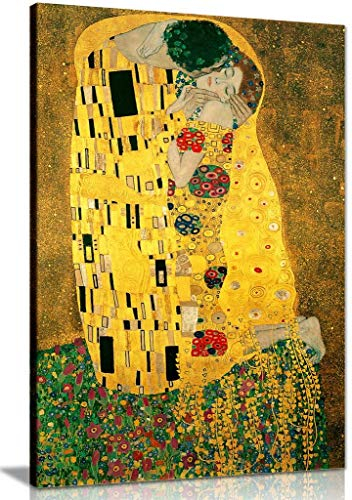Kunstdruck auf Leinwand, Gustav Klimt Kuss, 61 x 40,6 cm