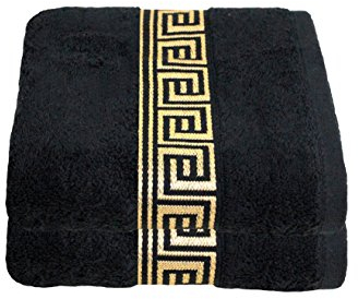 Julie Julsen 2er Pack Duschtuch 23 Farben erhältlich weich und saugstark 600gsm Öko Tex 70 x 140 cm Schwarz-Gold