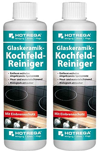 2 x HOTREGA Glaskeramik-Kochfeld-Reiniger 250ml Flasche