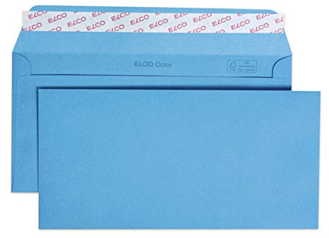 Elco 18833.32 Color Box mit Deckel und 250 Briefumschläge/Versandtasche, Haftklebeverschluss, C5/6 DL, 100g, intensiv-blau, Fenster: nein