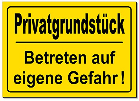 Privatgrundstück-Betreten auf eigene Gefahr-Schild-Aluminium Verbund-300 x 200 x 3 mm-Warnschild-Hinweisschild-Türschild (1217 mit Löcher)