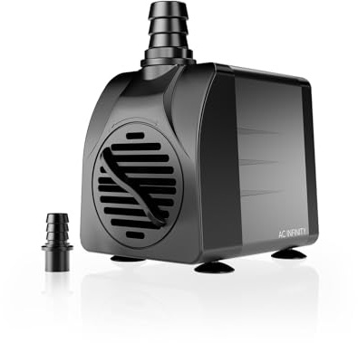 AC Infinity 220 GPH Submersible Water Pump (833 L/H, 18W), Ultra Quiet Fountain Pump with 5 ft. High Lift, 5 ft. Power Cord, for Fish Tanks, Aquariums, Fountains, Statuaries, Ponds, Pools, Hydroponics
