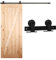 Schiebetürbeschlag 173cm Schiebetüren Schiebetürsystem Komplettset Laufschiene Rollen Set Schwarz für 1 Holztür 86cm Breit, Kleine Rolle in T-Form