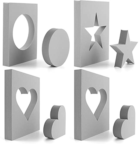 BAOFALI 4 Pcs Heart Star, Circle Stamping Foam Grey Moldable Foam Stamps Plastic Dry Foam Stamp Pad Cut and Dry Foam Stamping Foam Block for for Sculpture, Modeling, DIY Arts and Handicrafts Projects
