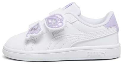 PUMA Jungen Mädchen Smash 3.0 Bfly V Inf Sneaker, White-Vivid Violet Silver, 23 EU