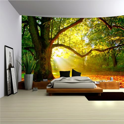 Arsey Arazzo da parete con albero, decorazione da parete, per soggiorno, camera da letto, verde, grande, 230 x 180 cm