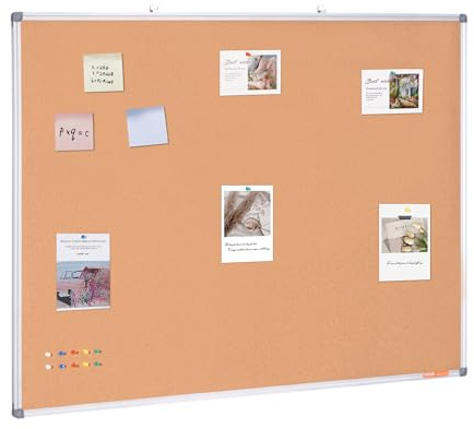 VEVOR Bacheca in Sughero con Telaio in Alluminio 90x120 cm, Montaggio da Parete Orizzontale Verticale per Scuola, Casa, Ufficio