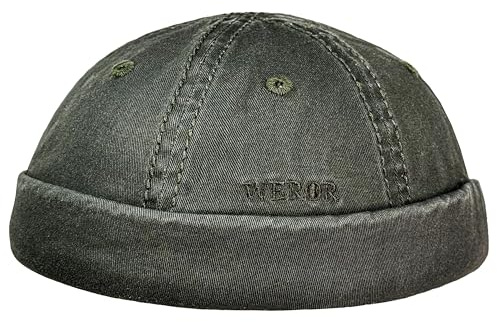 WEROR WEROR-440.1 Casquette docker pour homme - Bonnet de pêcheur - Bonnet de docker - Bonnet en coton - Bonnet tricoté - WEROR-440.1, Olive, taille unique