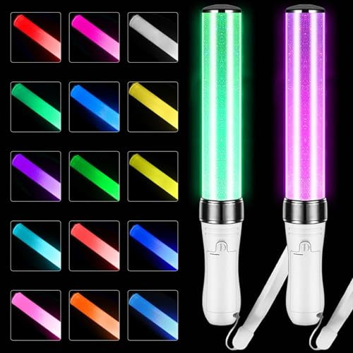 MeYuxg Varillas luminosas LED, 2 unidades, para bodas, niños, con 15 modos de color, juego de fiesta, accesorios de concierto, accesorios de fiesta, accesorios de fiesta, reutilizables