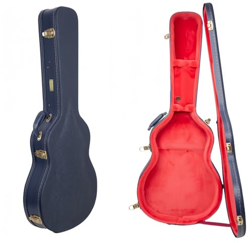 Crossrock Custodia rigida in legno per chitarra 335 semi-hollow | Finitura scolpita Ocean Blue, interno in velluto rosso scuro, serratura – Serie Relief Premium