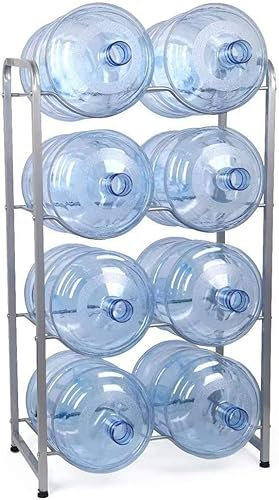 Rafraîchisseur d'eau de 5 gallons avec 4 niveaux de rangement pour bouteilles d'eau sur pied pour économiser de l'espace et organiser 8 bouteilles