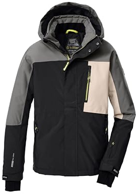 Killtec Niños Chaqueta de esquí/chaqueta funcional con capucha y protección contra la nieve KSW 200 BYS SKI JCKT, schwarz/dunkelstein/hellsand, 128, 43466-000