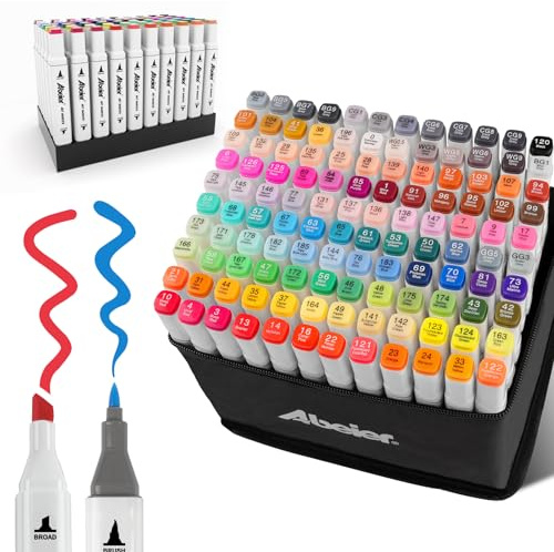 120 Colori Pennarelli Punta Marcatori,Brush & Chisel Tip artistici Pennello Marker,ad alcool Pennarello professionale pennello Pennarelli artistici per Artisti Adulti Colorazione e Illustrazione