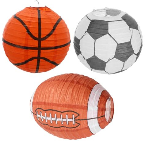 POPETPOP 3pezzi Lanterne Sospese Tema Calcio e Basket Decorazioni Per Feste Sportive Centrotavola Per Tema e Feste Compleanno