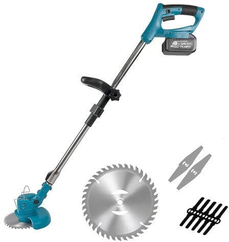 Decespugliatore Elettrico a Batteria 48V con 2 Batterie, Tagliabordi Potente 3 in 1 con Lama Rotante – Per Erba, Arbusti, Giardini e Bordature