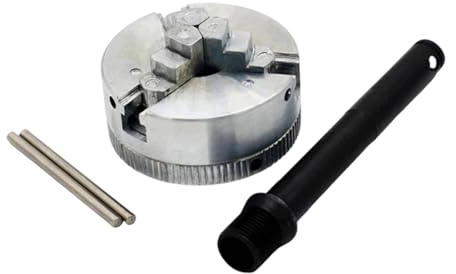Mandril de repuesto de 3 mandíbulas para mini torno de metal, accesorio de abrazadera de portabrocas de aleación de zinc con varilla de conexión, herramienta de torno resistente al desgaste de 1.9 x