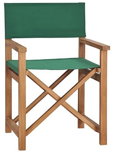 Teak Wood Directors Chairs - Pair of Folding Garden Seats with Canvas Fabric for Outdoor Use