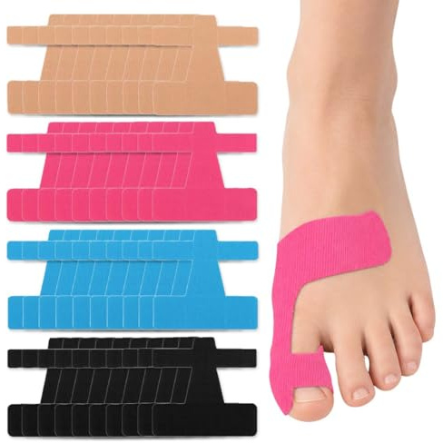 AWOXIHJ 40 unidades de cinta kinesiológica para juanetes, precortada, tape deportivo y de fisioterapia para dedos y pies, cinta kinesiológica precortada para hallux valgus, hipoalergénica y sin látex