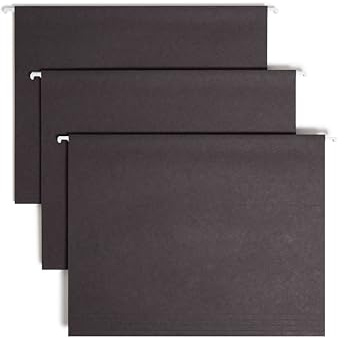 Smead Standard Hanging File Folders, 25 Count, Black, 1/5-Cut Adjustable Tabs, Letter Size (64062)