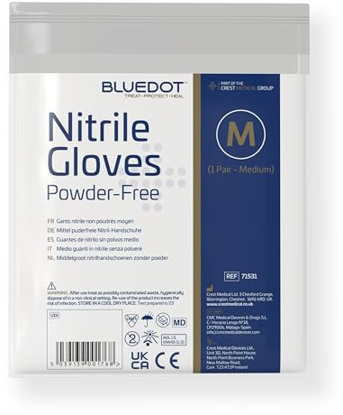 Blue Dot Medium Powder Free Nitrile Gloves (1 Pair)