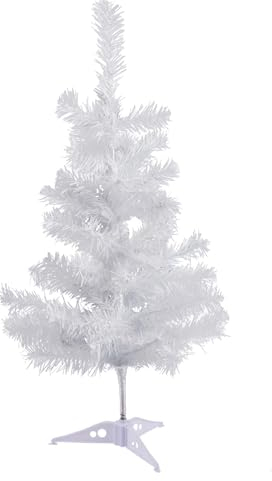Harbour Housewares 2ft Christmas Tree - 58cm / 2ft - White - Pack of 1 - Indoor Desktop Small Xmas Tree Pine Artificial Christmas Tree with Stand Mini Tabletop Holiday Seasonal Decoration