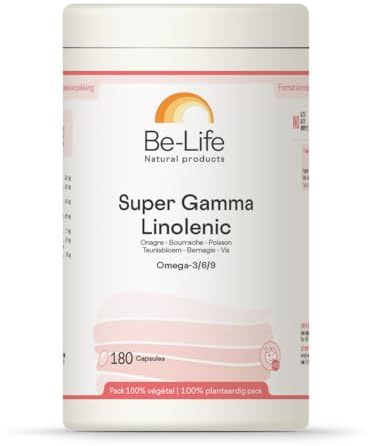 BE-LIFE | Super Gamma Linolenic | Complément alimentaire | Protection du système cardiovasculaire | Régulation du système hormonal | Synergie d'huiles (bourrache, onagre, poisson) | 180 Capsules