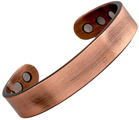 Reevaria - Pure Copper Plain Magnetic Heavyweight Cuff Bracelet for Men, with 8 Magnets 3500 Gauss